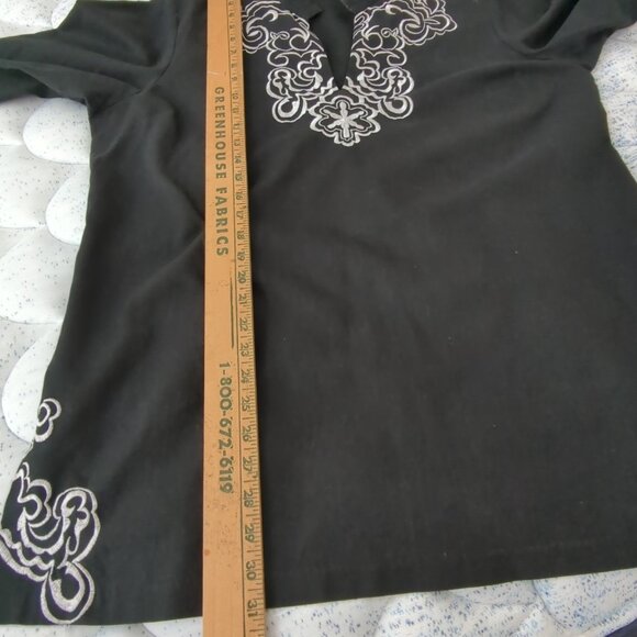 Travel Smith Women’s XL Embroidered Blue 3/4 Sleeve V Neck Linen Top Tunic-b22lp - Picture 13 of 13